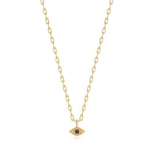 Gold Lapis Evil Eye Necklace